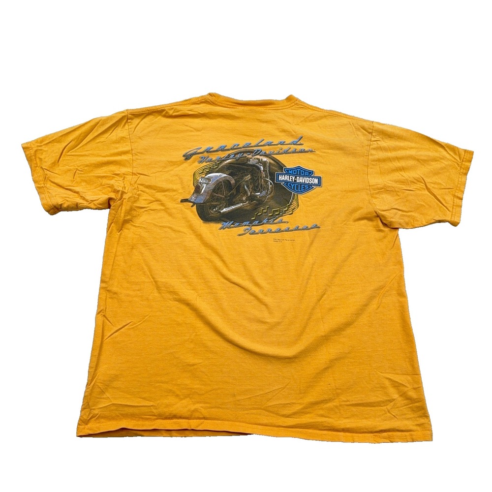Vintage Harley Davidson Shirt Men XXL 2XL Yellow Tee 2007 Y2K Biker Motocycle *